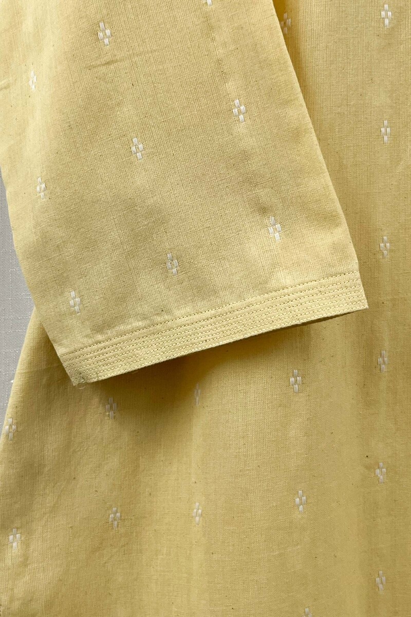 Yellow Handcrafted Straight Handloom Cotton Kurta