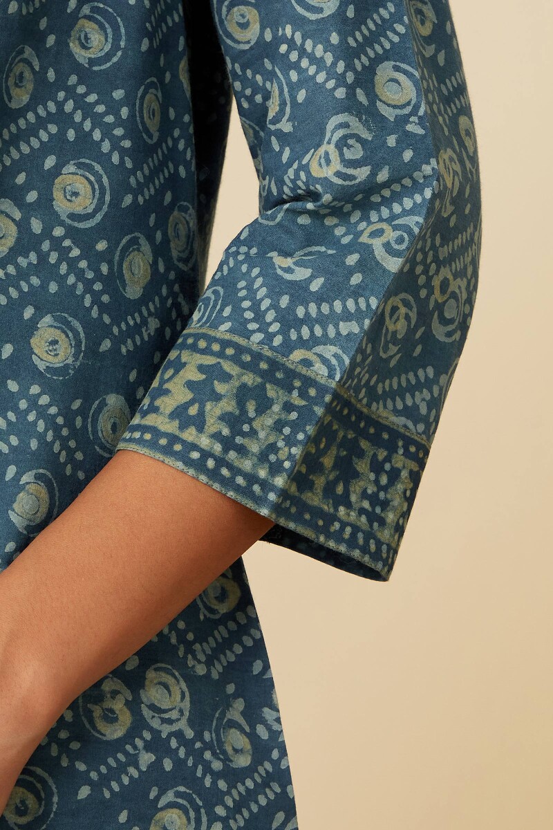 Akola Hand Block-Printed Straight Cotton Kurta