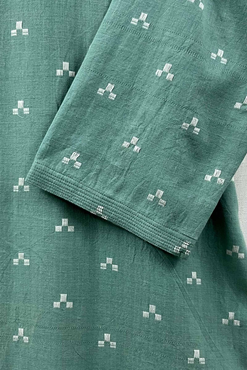 Mint Green Handcrafted Straight Handloom Cotton Kurta
