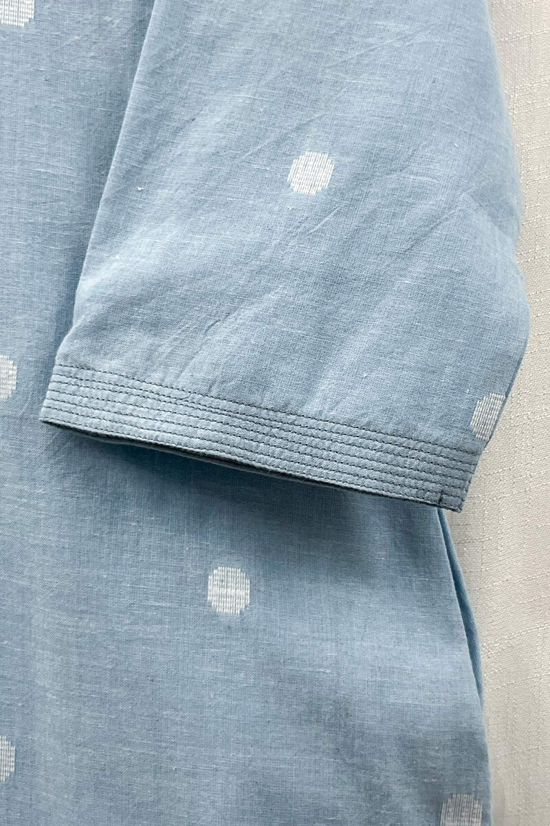 Blue Handcrafted Straight Handloom Cotton Kurta