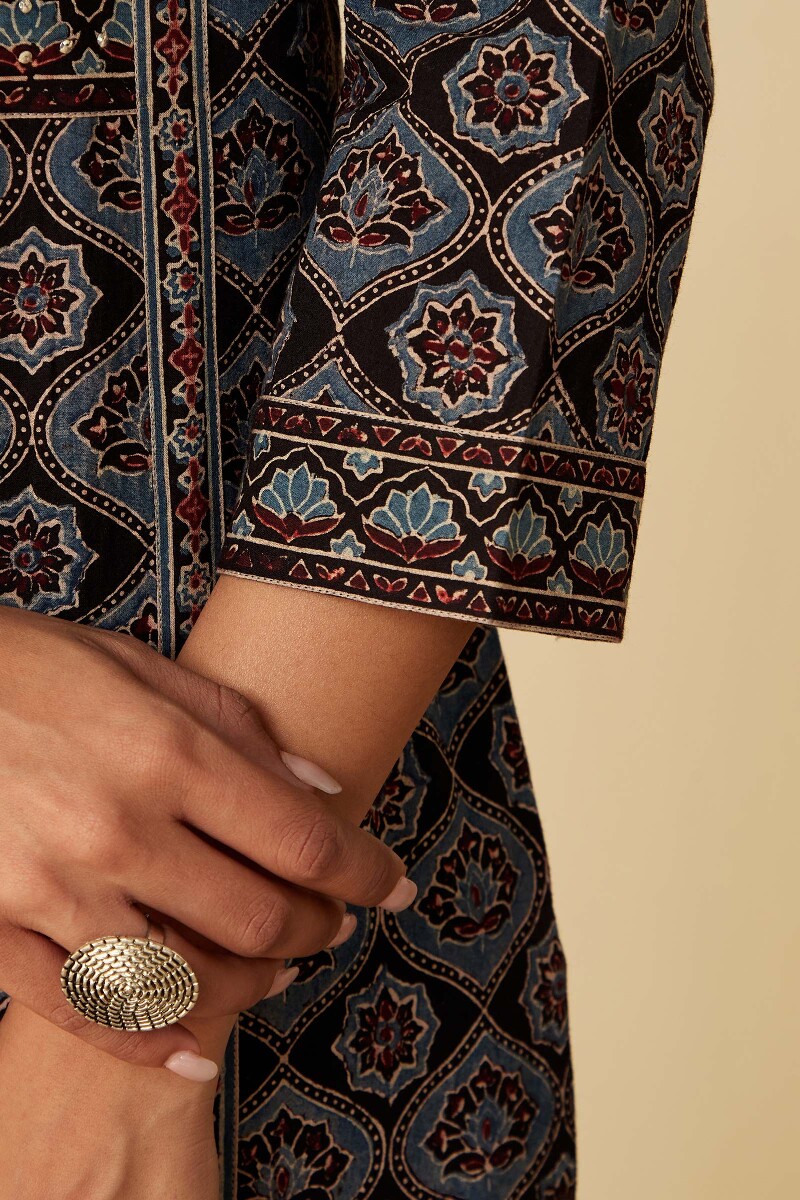 Ajrak Hand Block-Printed Straight Cotton Kurta