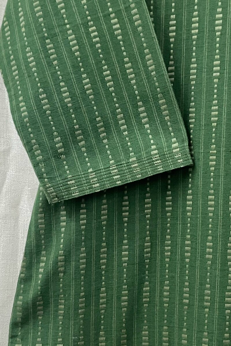 Dark Green Handcrafted Straight Handloom Cotton Kurta