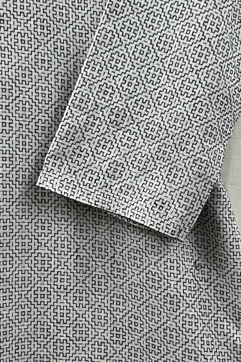 White Handcrafted Straight Handloom Cotton Kurta