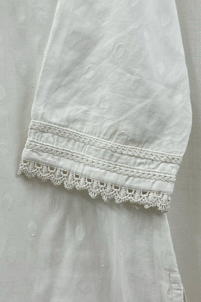 White Handcrafted Straight Cotton Dobby Kurta