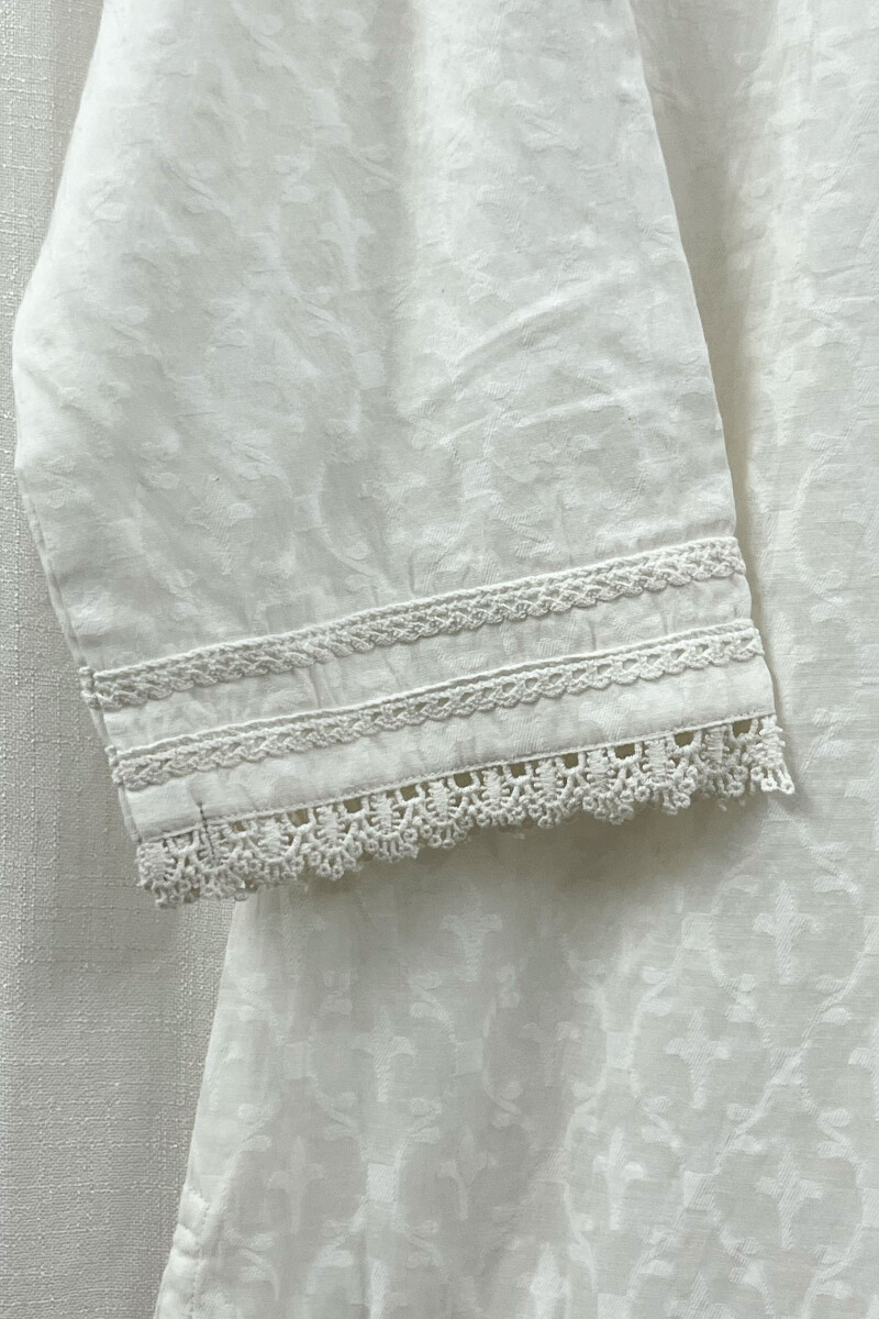 White Handcrafted Straight Chanderi Kurta