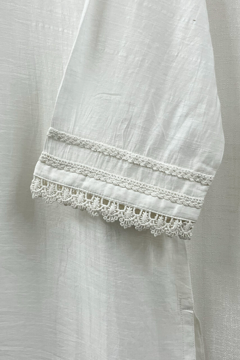 White Handcrafted Straight Viscose Kurta