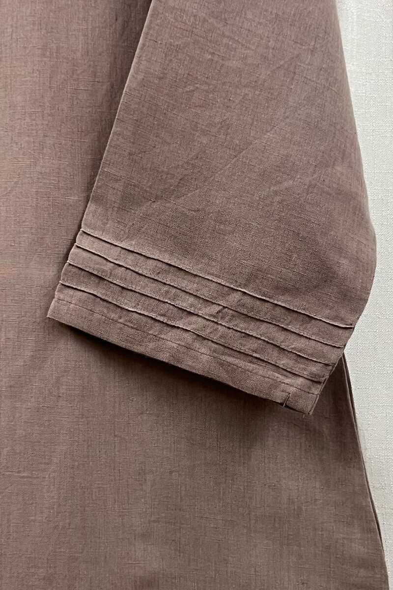 Light Brown Handcrafted Straight Cotton Linen Kurta