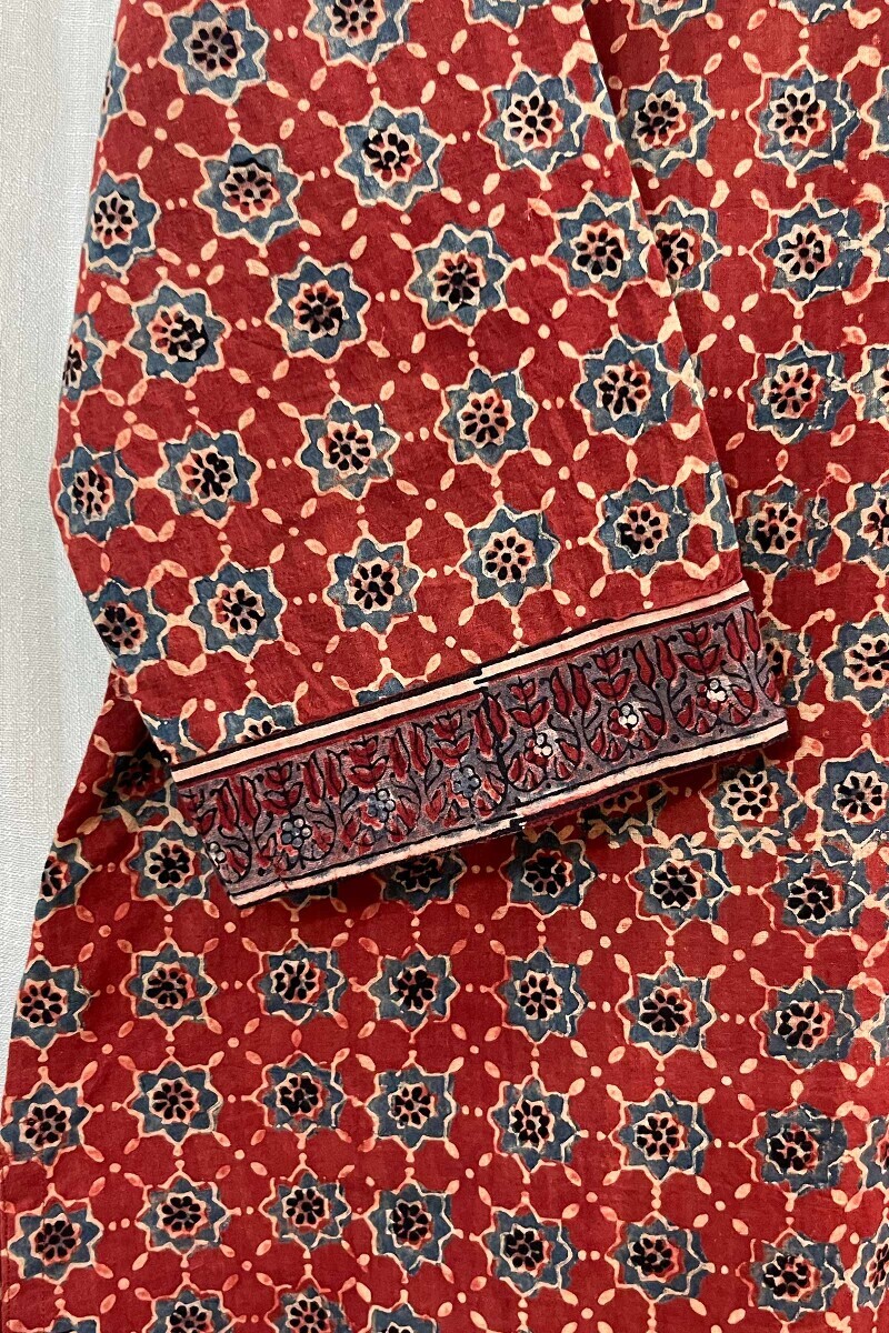 Ajrak Hand Block-Printed Straight Cotton Kurta