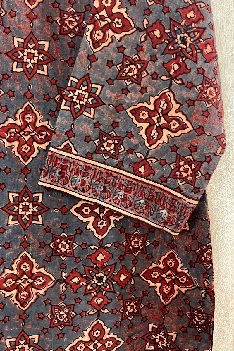 Ajrak Hand Block-Printed Straight Cotton Kurta