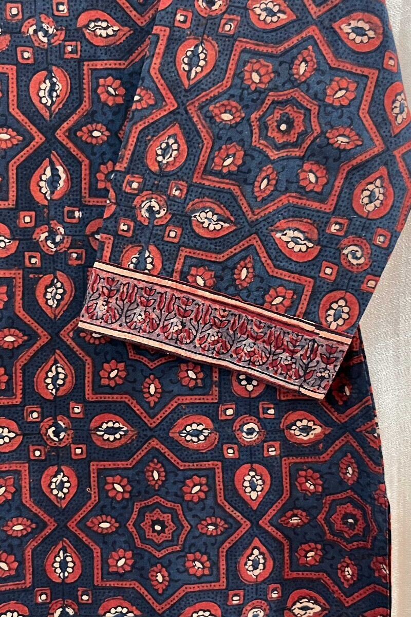 Ajrak Hand Block-Printed Straight Cotton Kurta