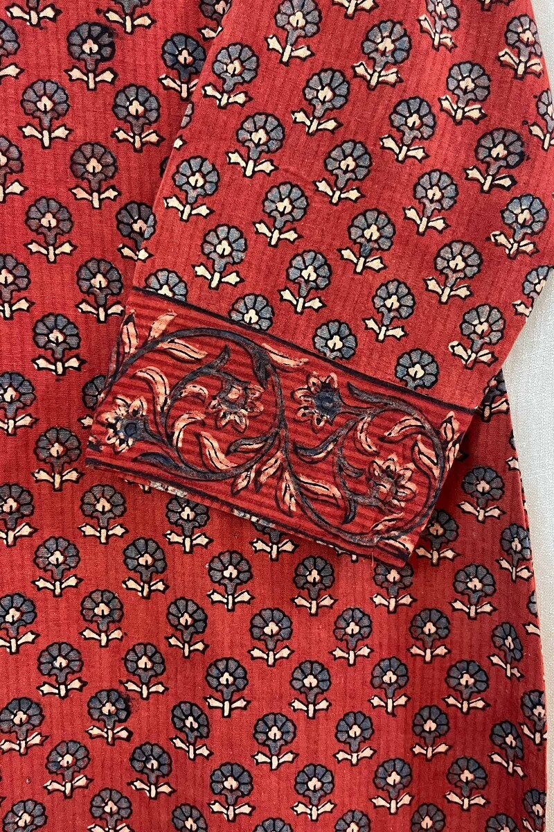 Ajrak Hand Block-Printed Straight Cotton Dobby Kurta