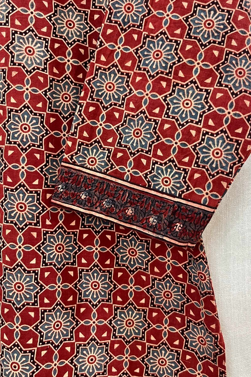 Ajrak Hand Block-Printed Straight Cotton Kurta