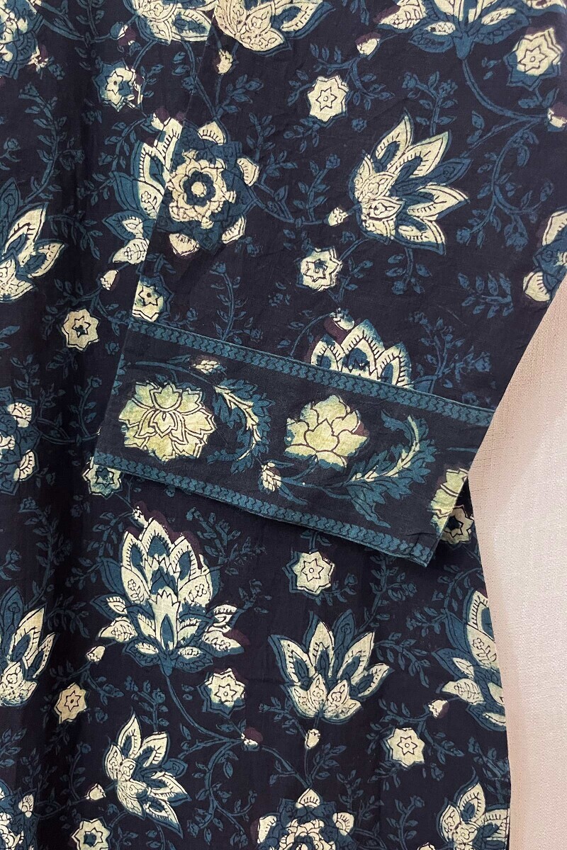 Akola Hand Block-Printed Straight Cotton Kurta