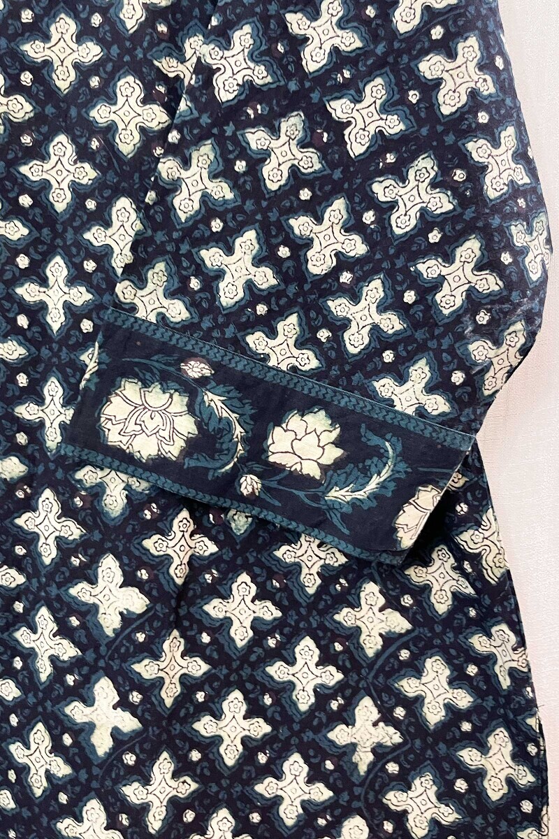 Akola Hand Block-Printed Straight Cotton Kurta