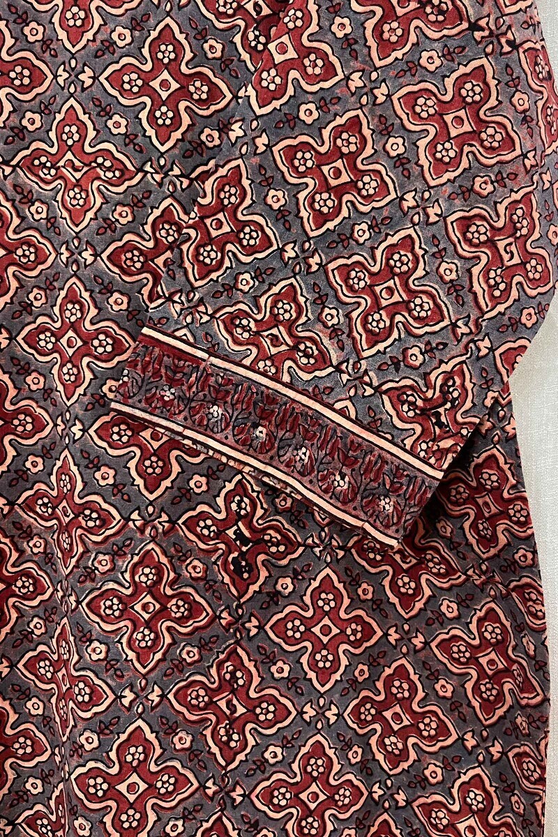 Ajrak Hand Block-Printed Straight Cotton Kurta
