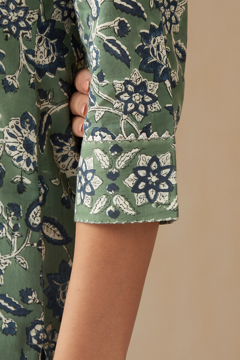 Bagru Hand Block-Printed Straight Cotton Kurta