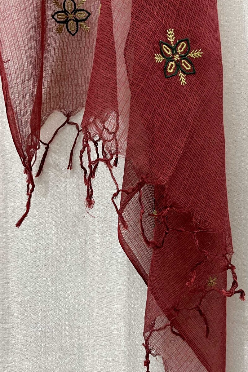 Red Handcrafted Kota Dupatta