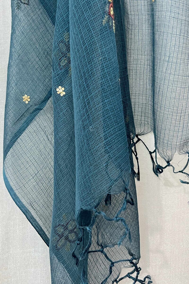 Dark Green Handcrafted Kota Dupatta