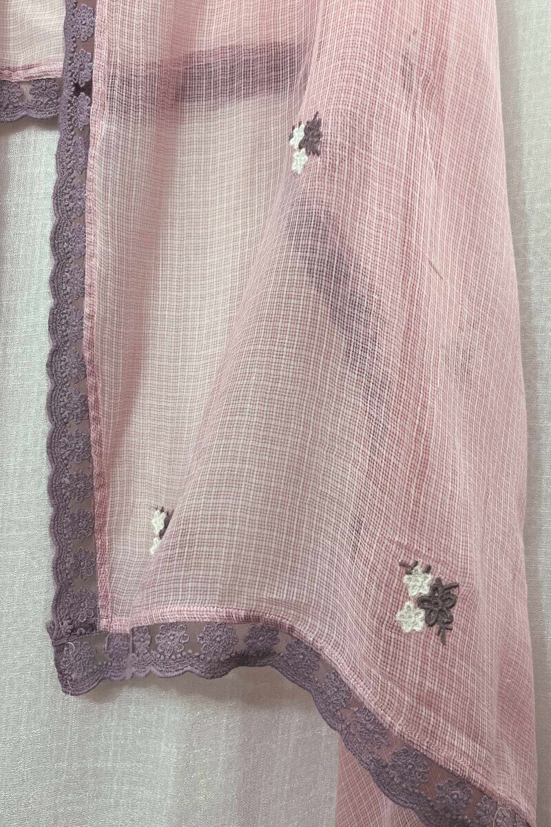 Pink Handcrafted Kota Dupatta