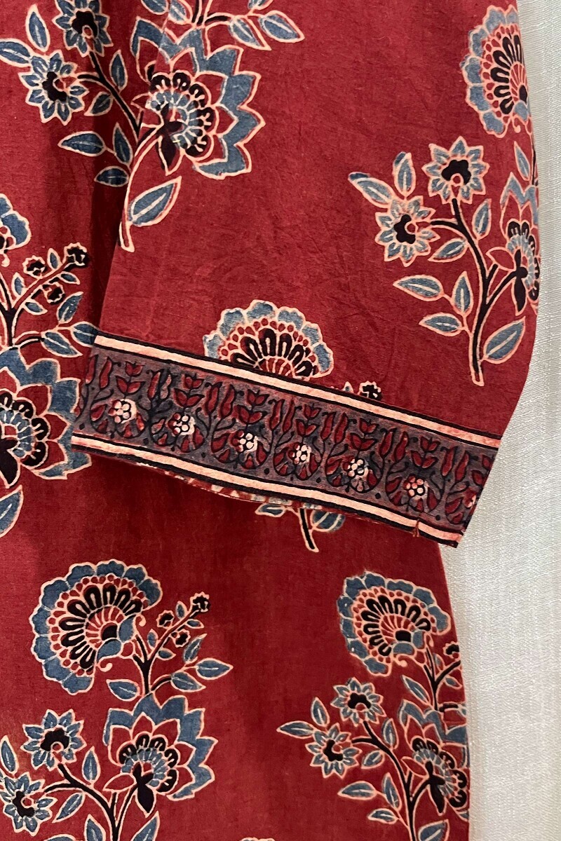 Ajrak Hand Block-Printed Straight Cotton Kurta