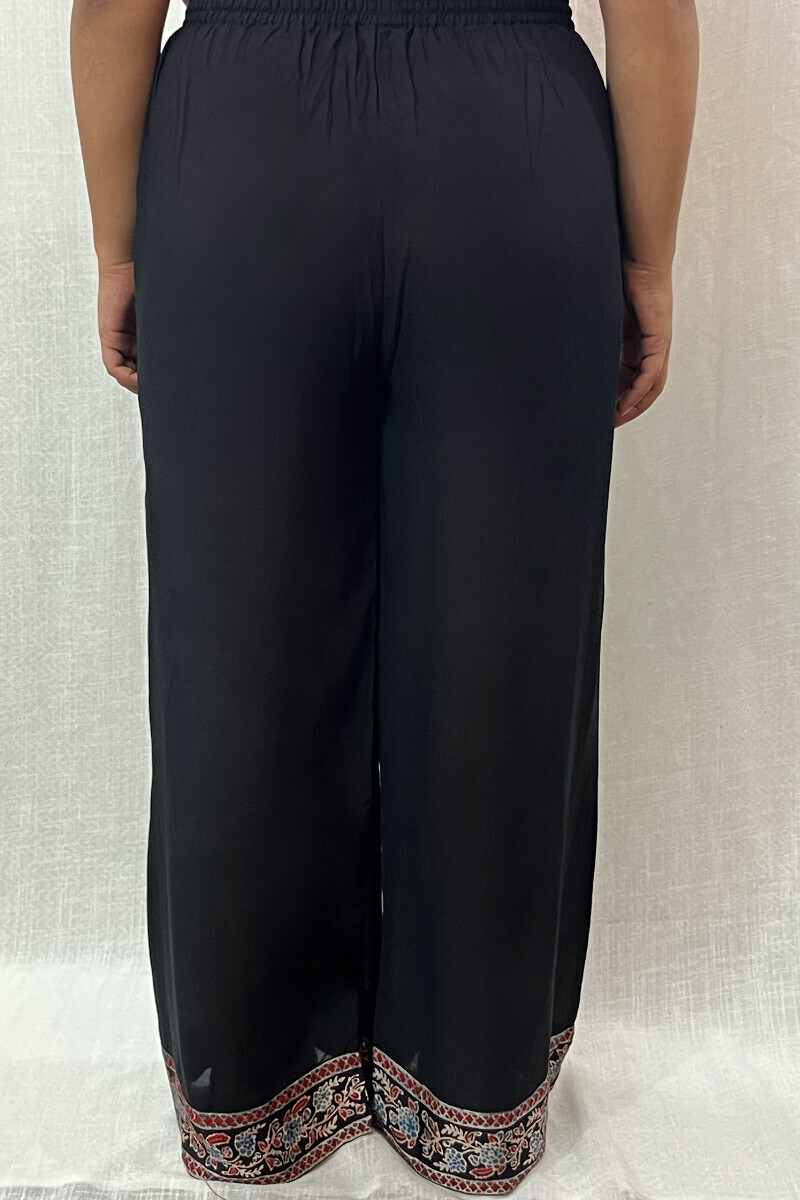 Black Handcrafted Modal Black Farsi Pants