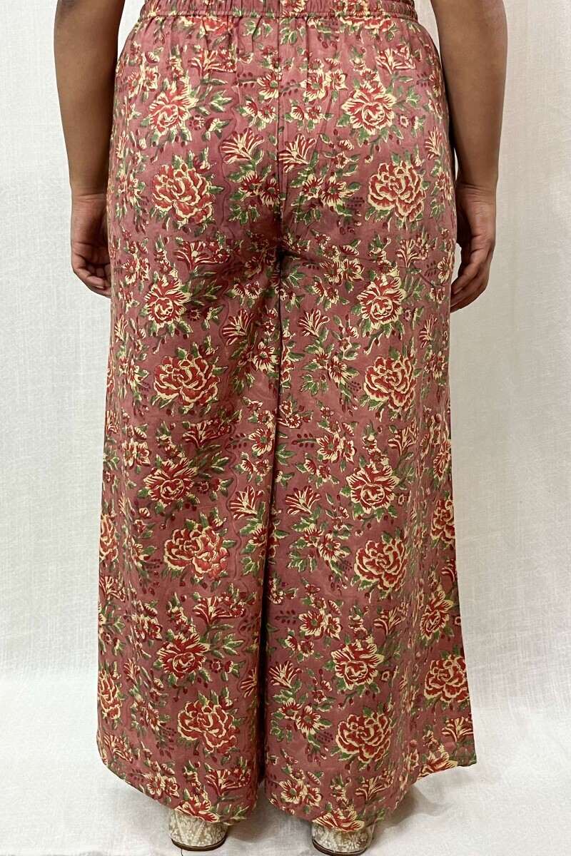 Pink Hand Printed Cotton Palazzo