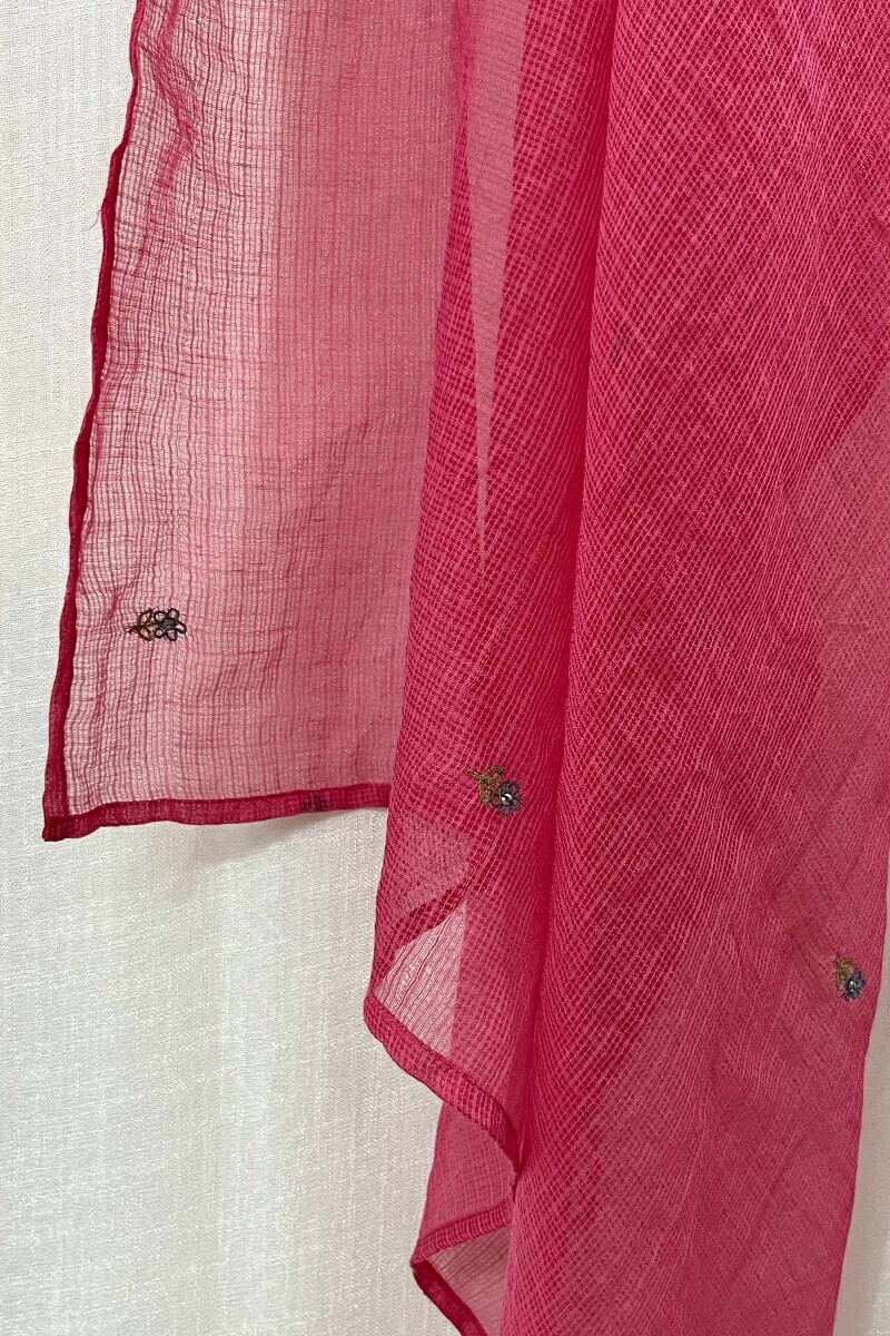 Pink Handcrafted Kota Dupatta