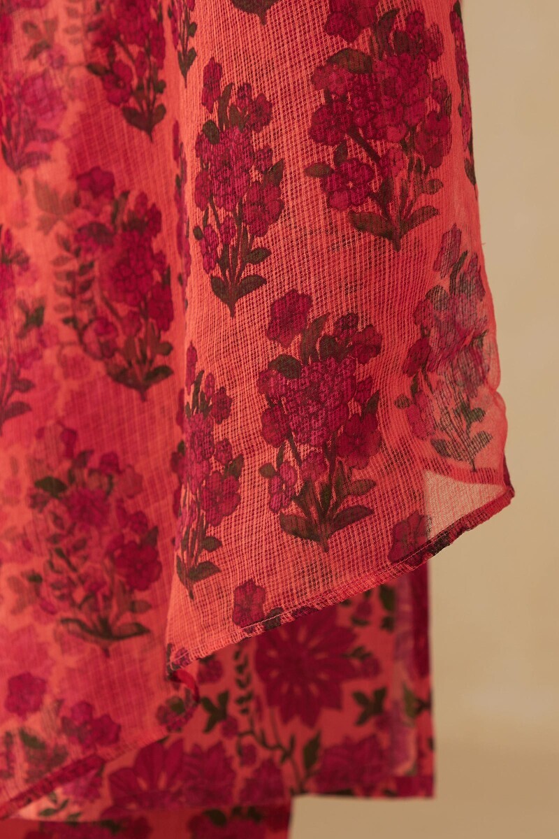 Orange Hand Printed Kota Dupatta
