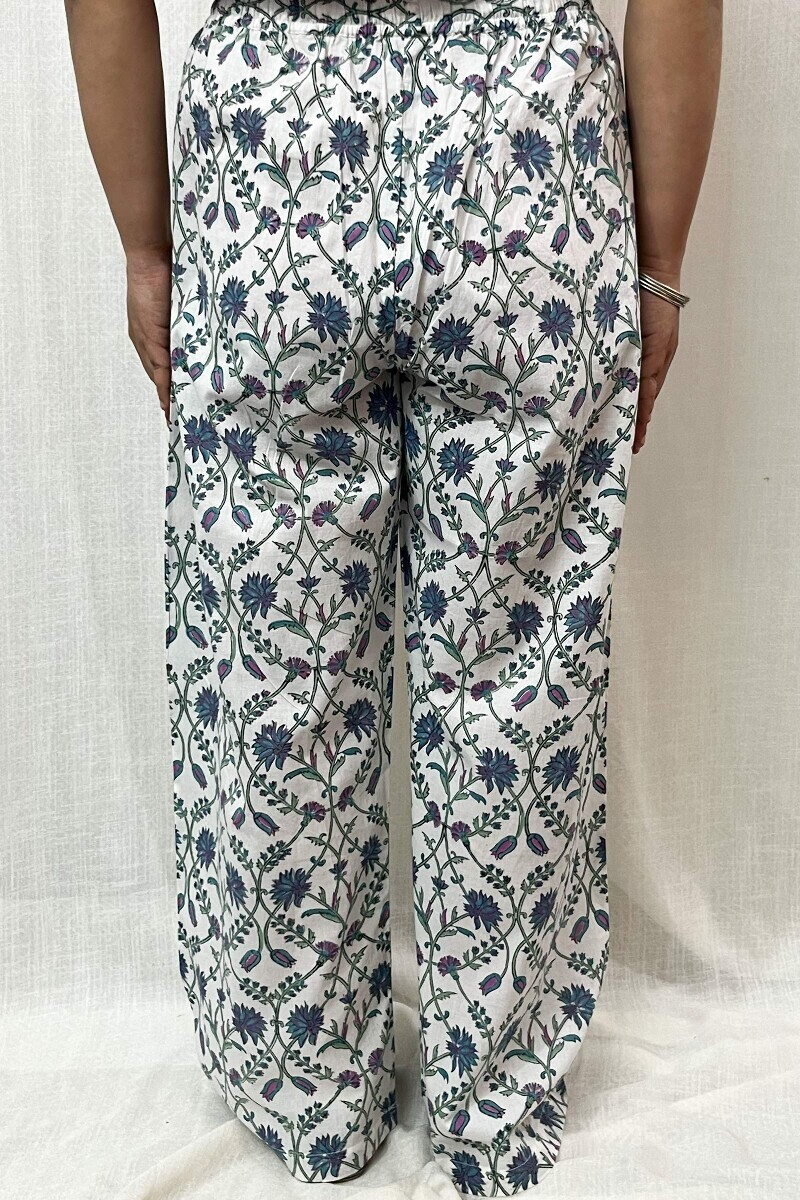 White Hand Block-Printed Cotton Farsi