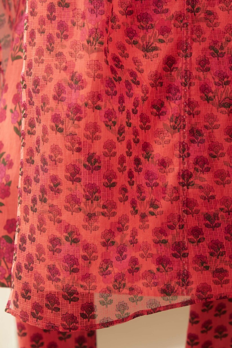 Orange Hand Printed Kota Dupatta