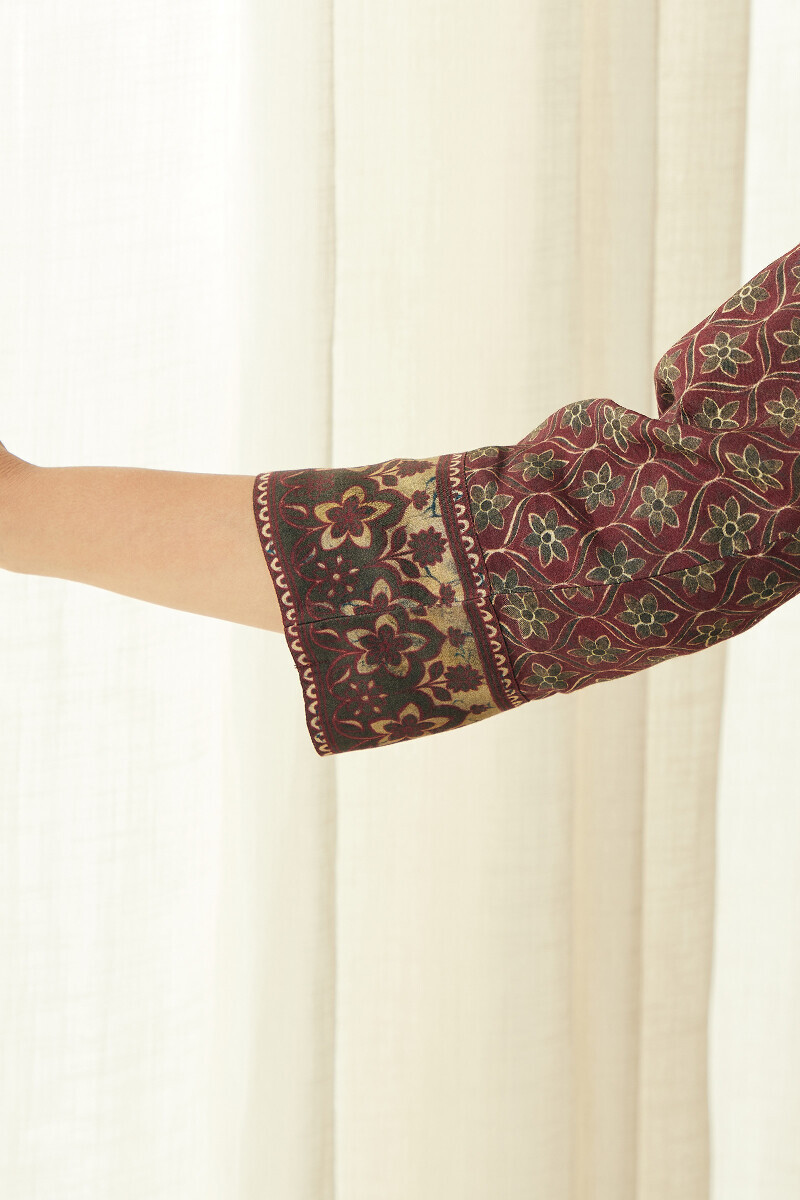 Maroon Printed Viscose Top