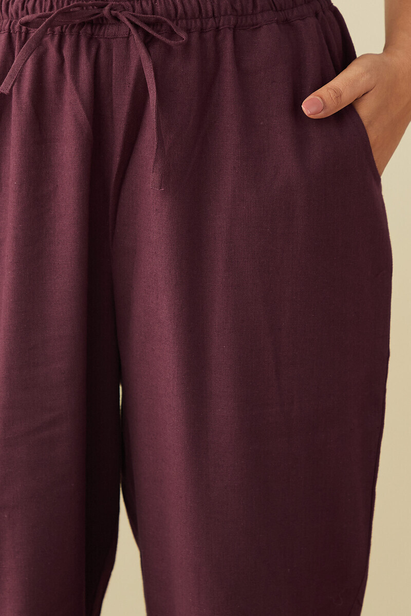Plum Handcrafted Cotton Flax Narrow Pants