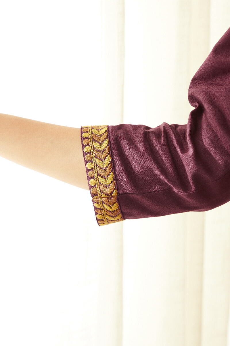 Plum Handcrafted Straight Cotton Flax Kurta