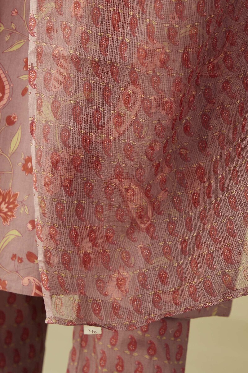 Mauve Hand Printed Kota Dupatta