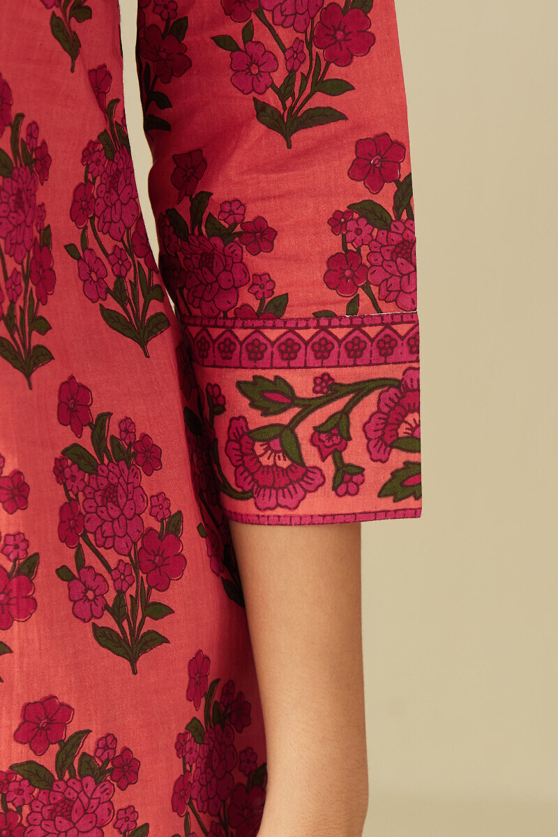 Orange Hand Printed Cotton Loungewear Set