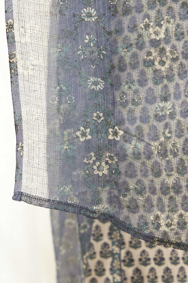 Blue Hand Printed Kota Dupatta