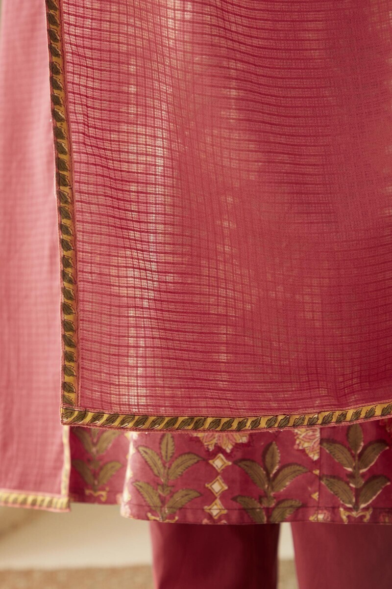 Pink Handcrafted Kota Dupatta