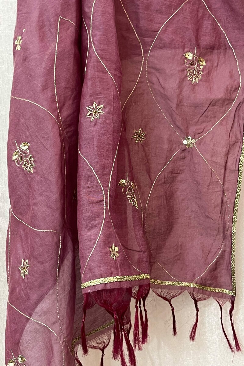 Purple Handcrafted Chanderi Dupatta