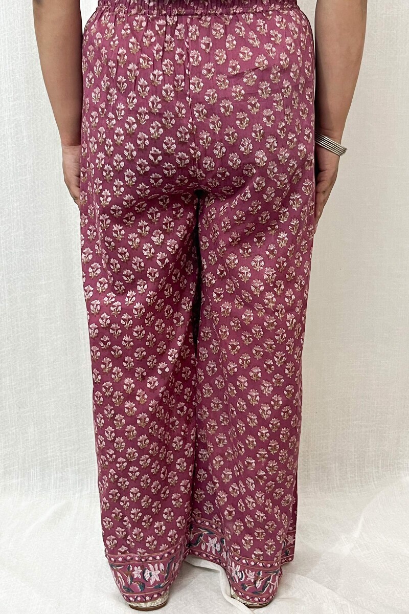 Purple Hand Block-Printed Cotton Farsi