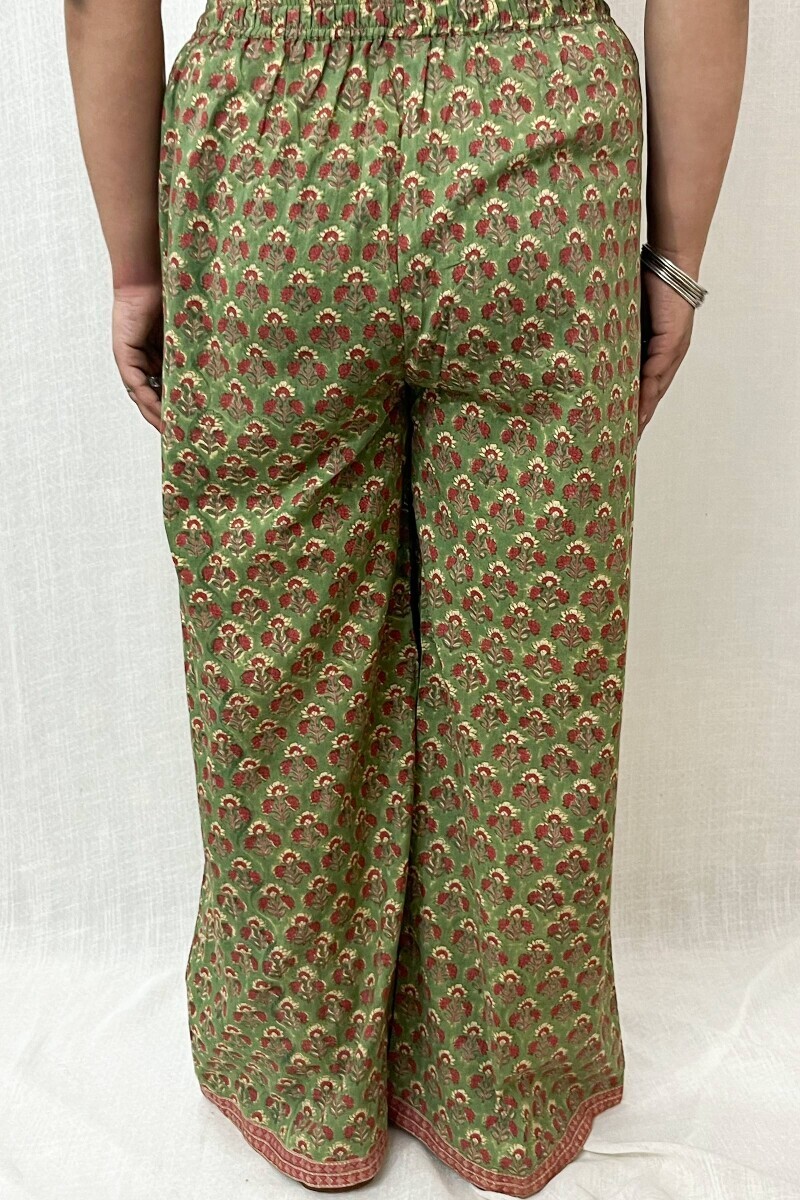 Green Hand Block-Printed Cotton Farsi