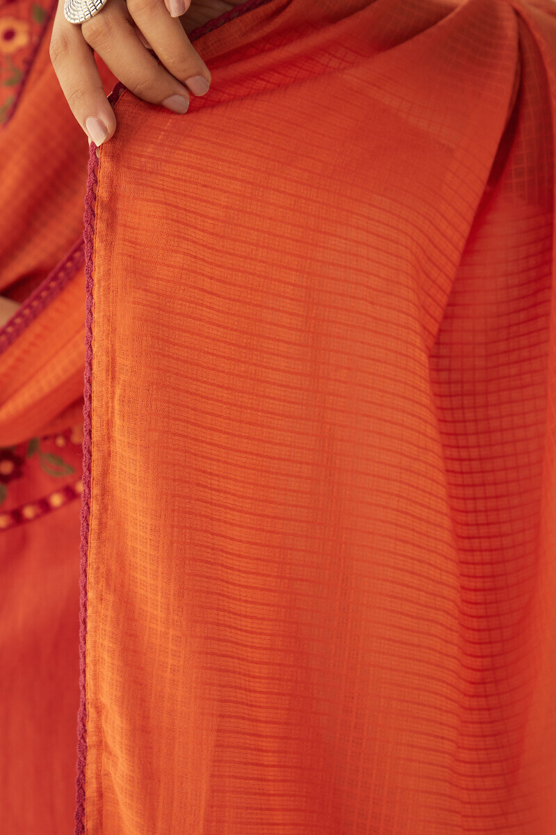 Orange Handcrafted Kota Dupatta