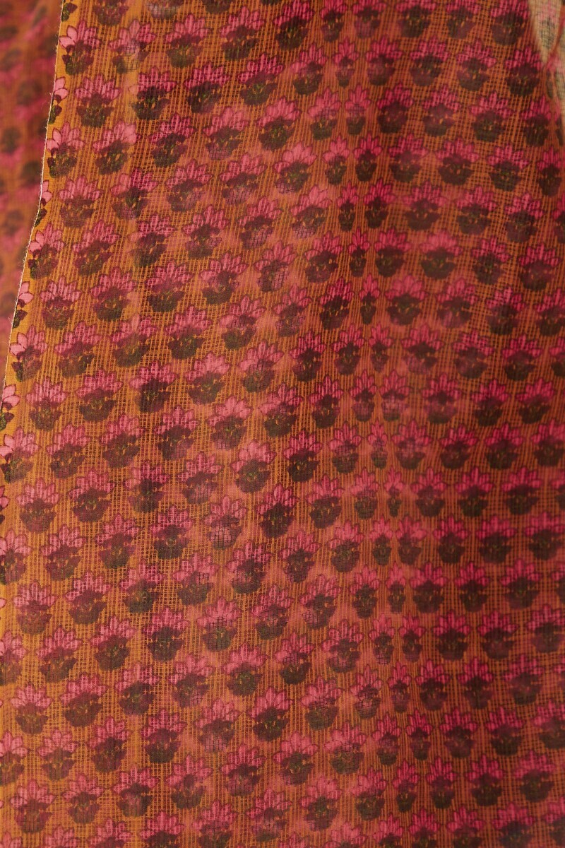 Brown Hand Printed Kota Dupatta