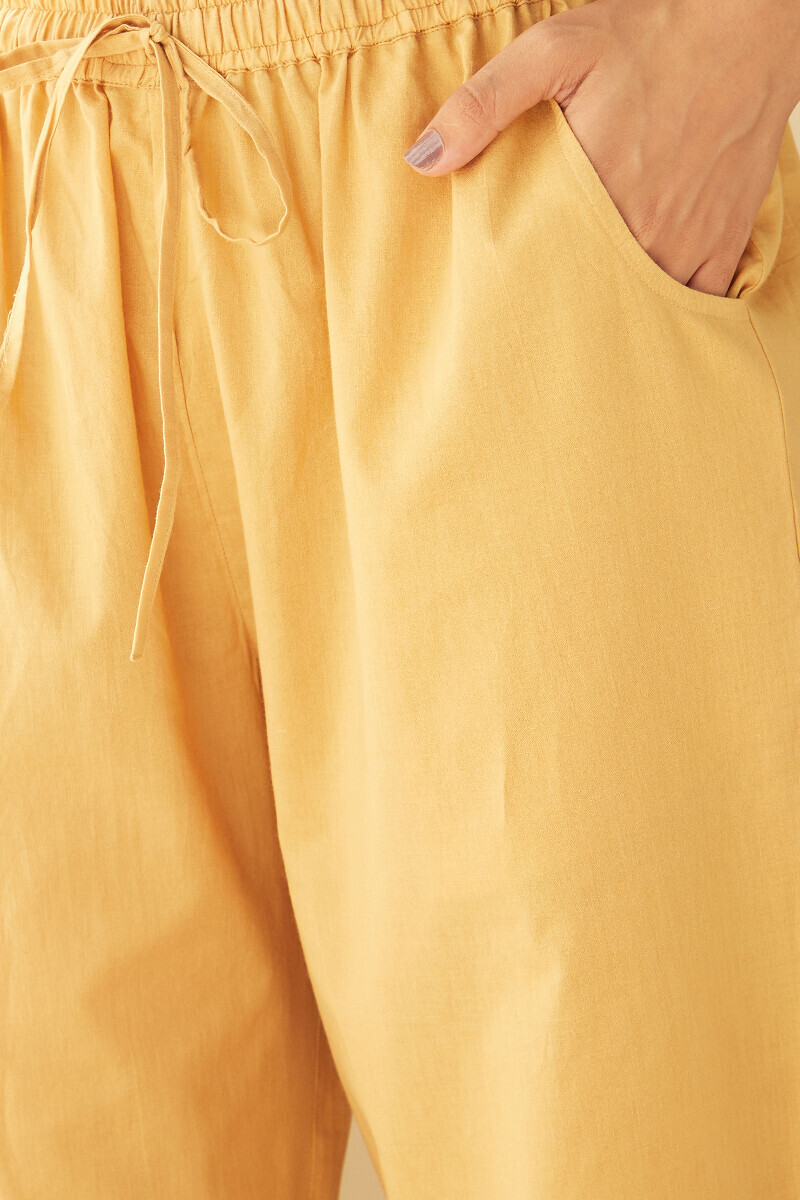 Mustard Handcrafted Cotton Narrow Pants