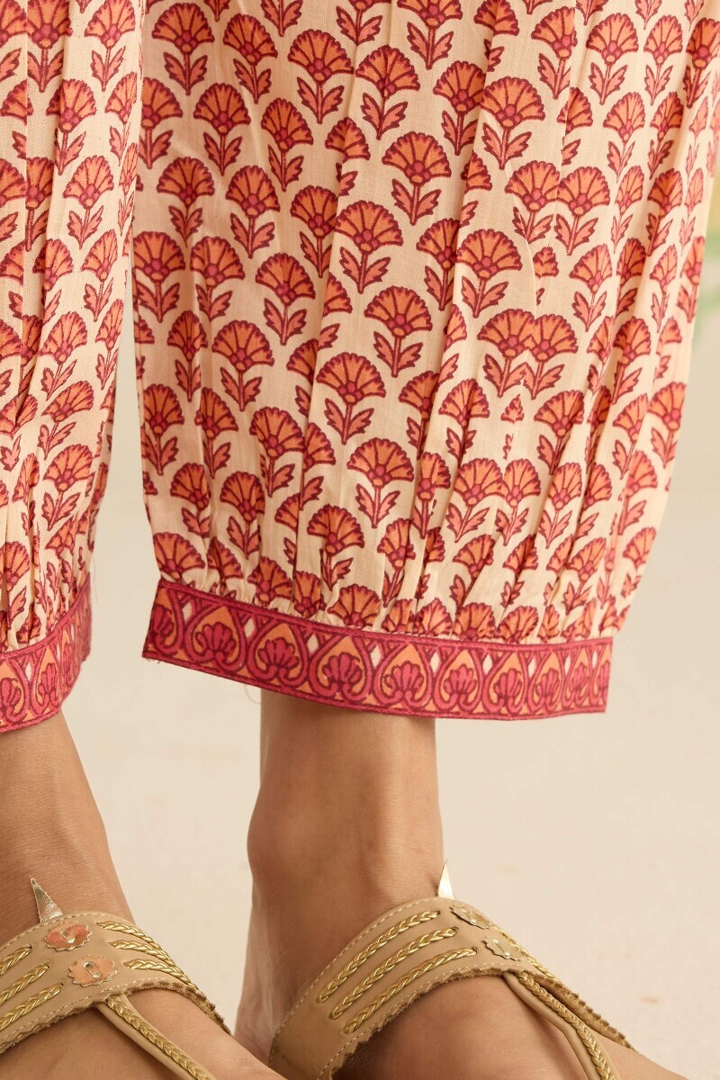 Cream Handcrafted Cotton Izhaar Pants