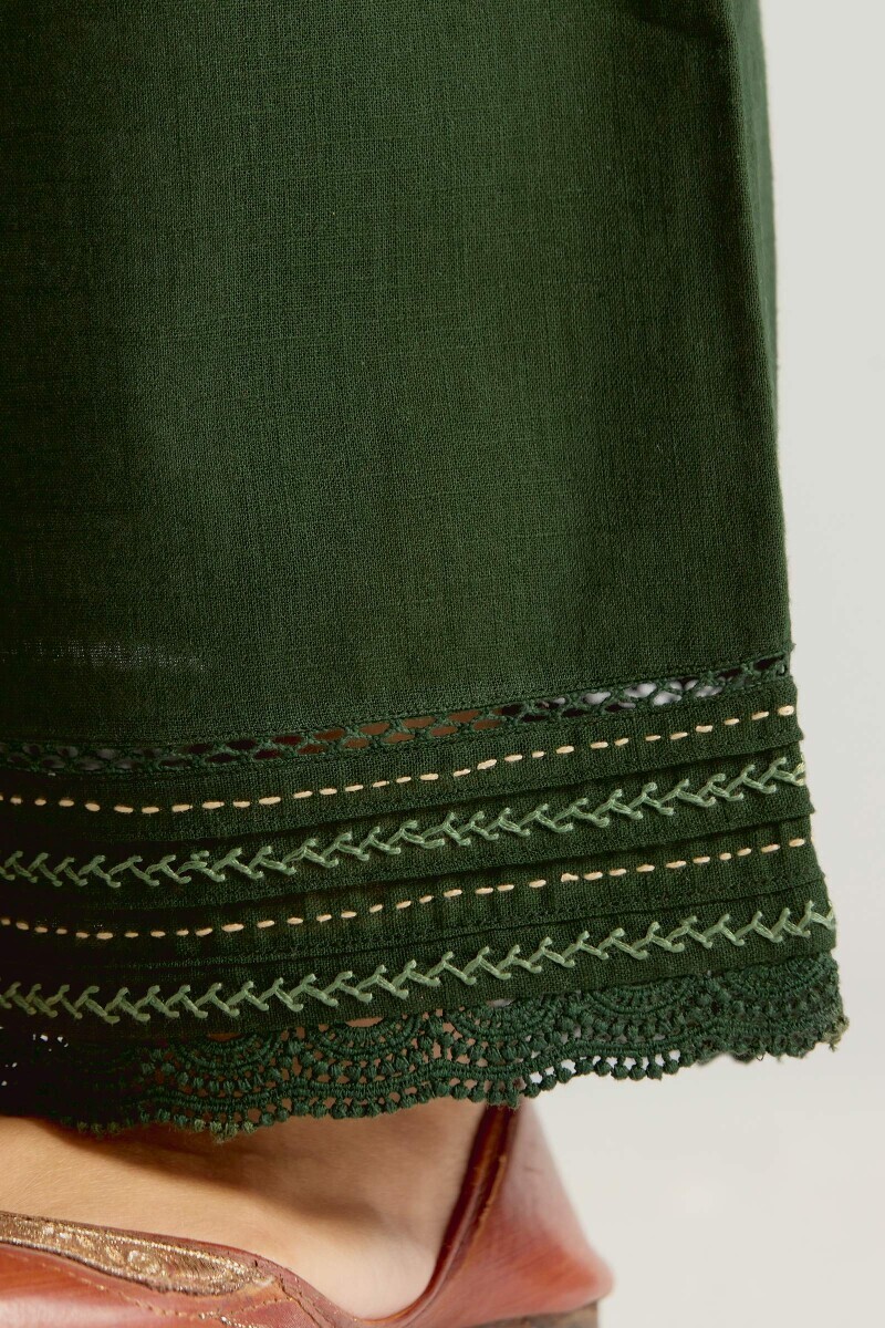 Green Handcrafted Gauze Slub Farsi