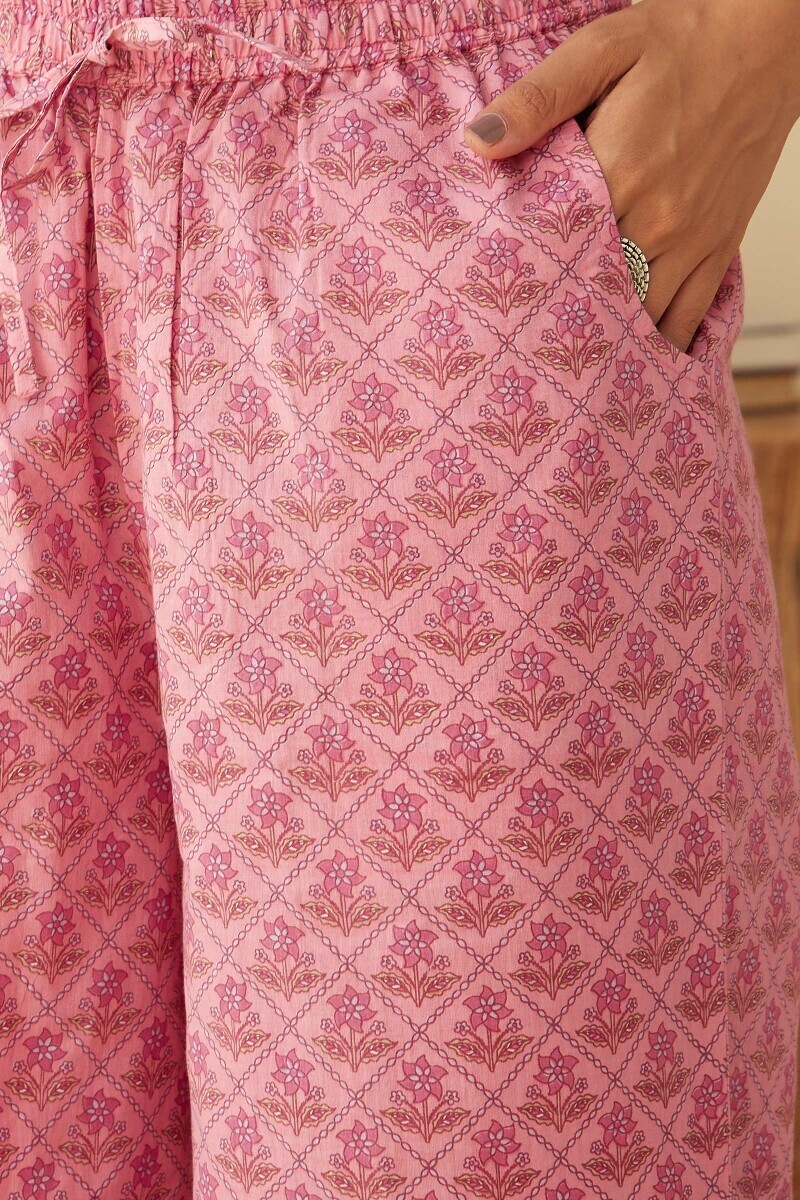 Pink Hand Printed Cotton Farsi