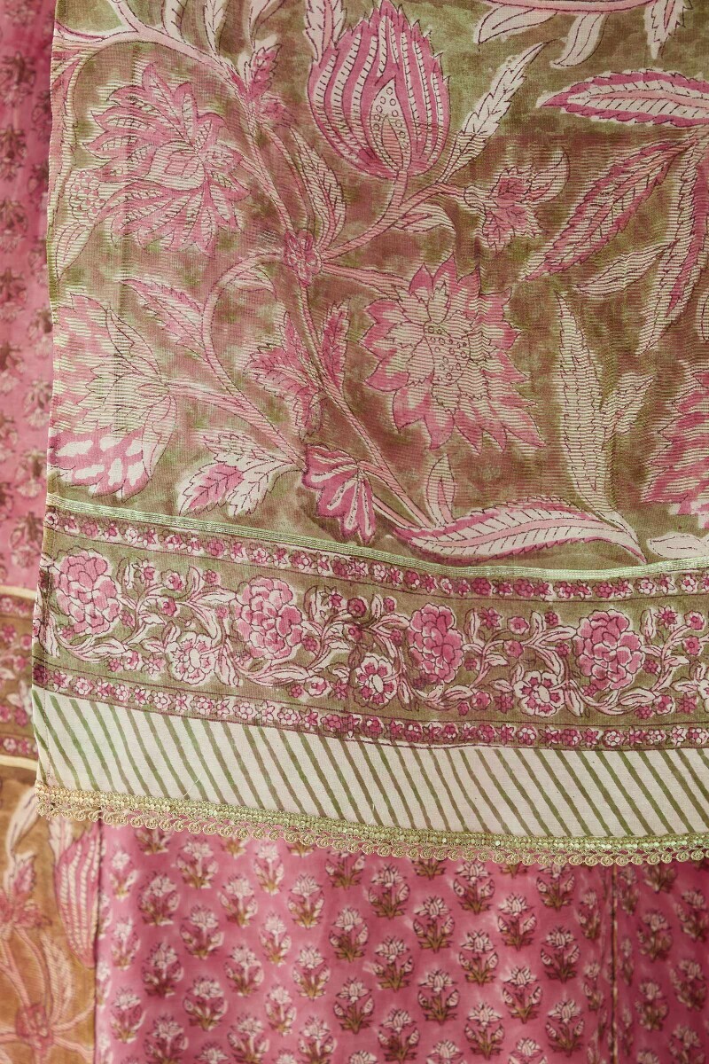 Purple Hand Block-Printed Chanderi Dupatta