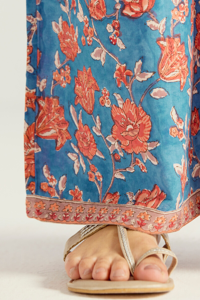 Blue Hand Block-Printed Cotton Farsi