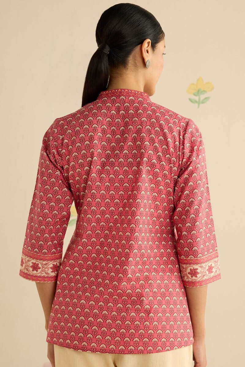 Pink Hand Printed Cotton Top