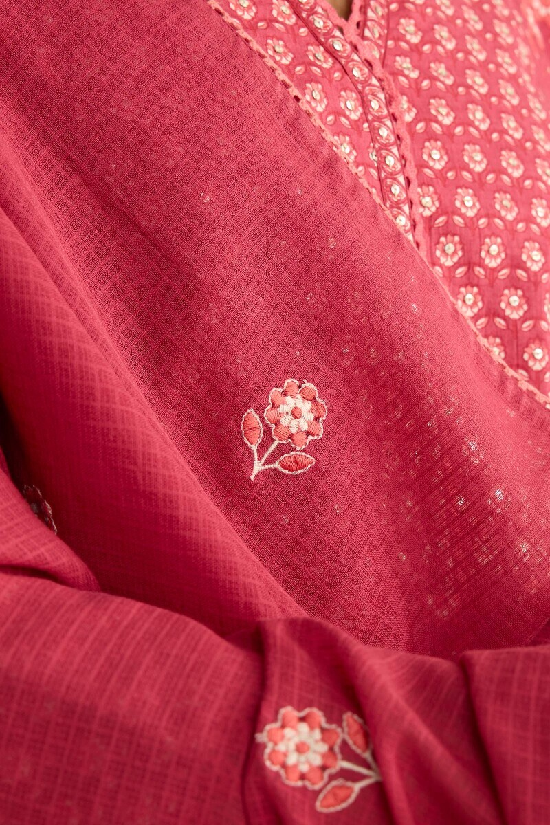 Pink Handcrafted Kota Dupatta